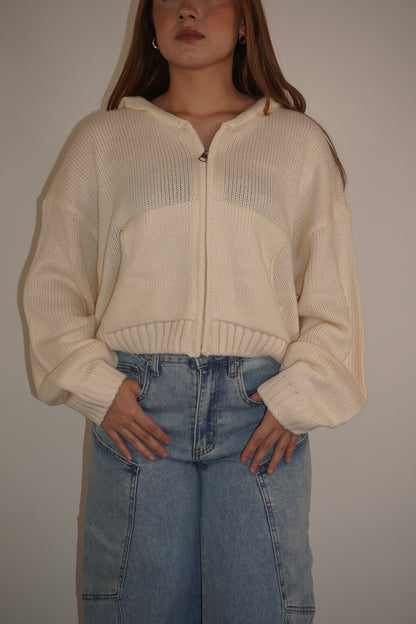 Ribbed Knit Hooded Cardigan