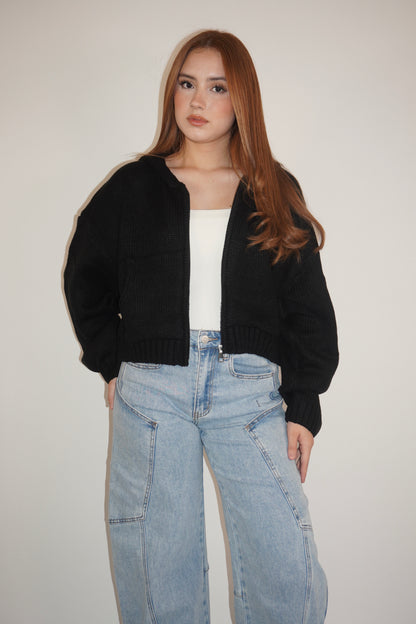 Ribbed Knit Hooded Cardigan