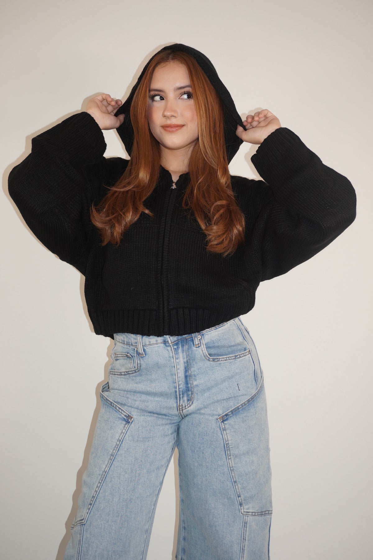 Ribbed Knit Hooded Cardigan