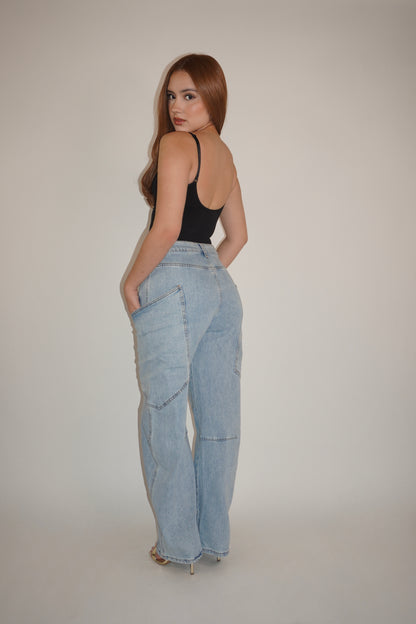 Light Blue Denim Barrel Jeans