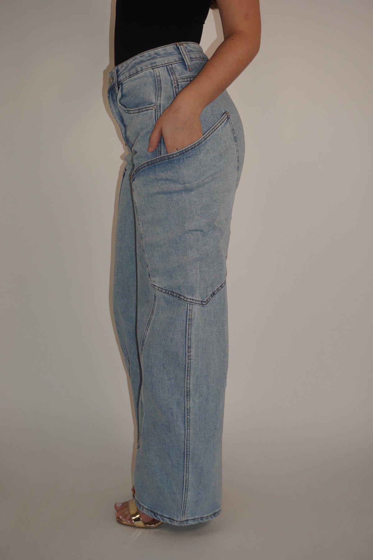 Light Blue Denim Barrel Jeans