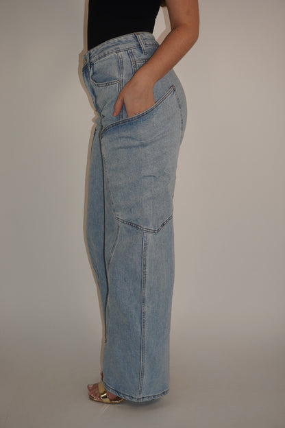 Light Blue Denim Barrel Jeans