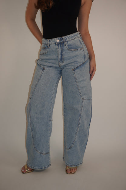 Light Blue Denim Barrel Jeans