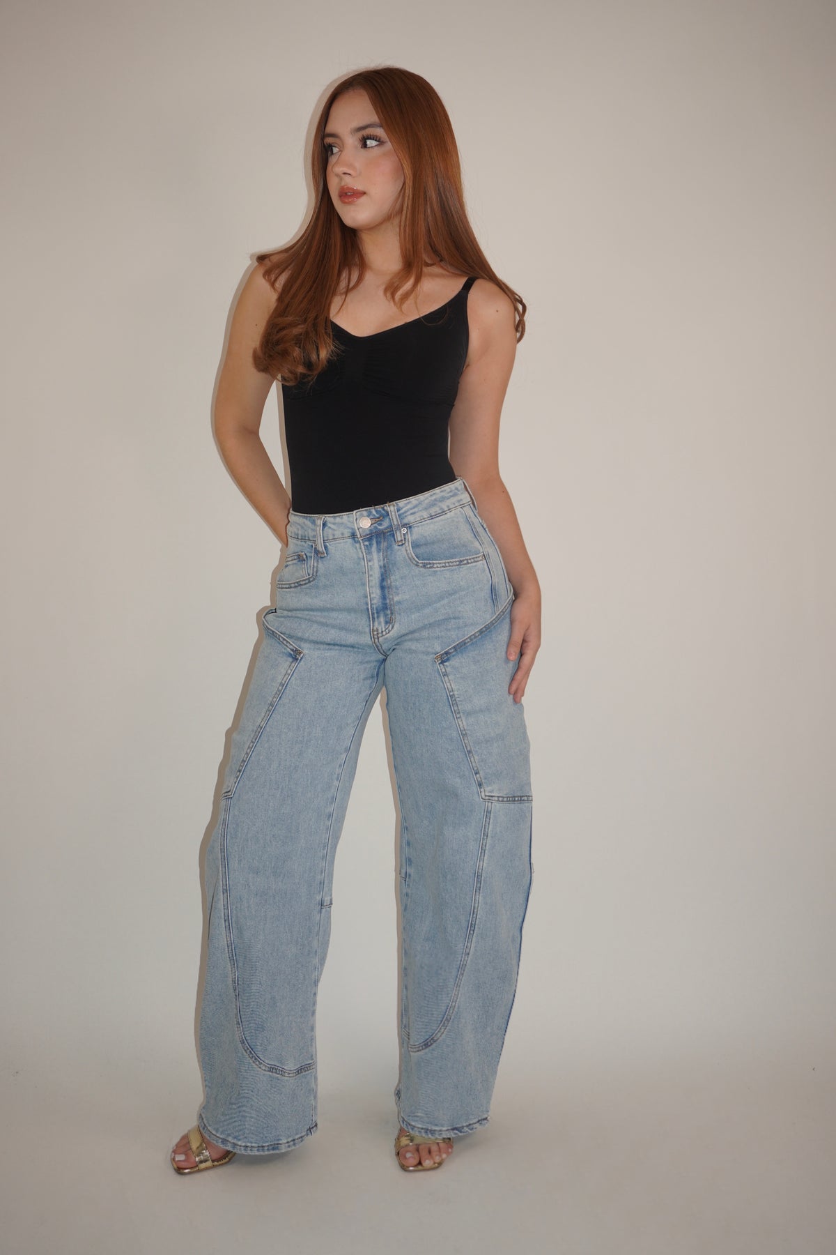 Light Blue Denim Barrel Jeans